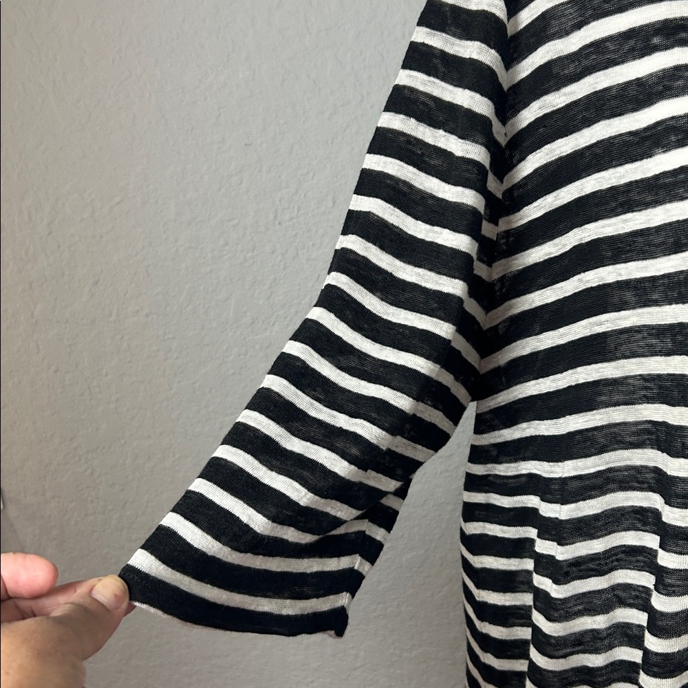 Lauren Ralph Lauren women  100% Linen.Black White Striped blouse XL.Vacation - Picture 6 of 12